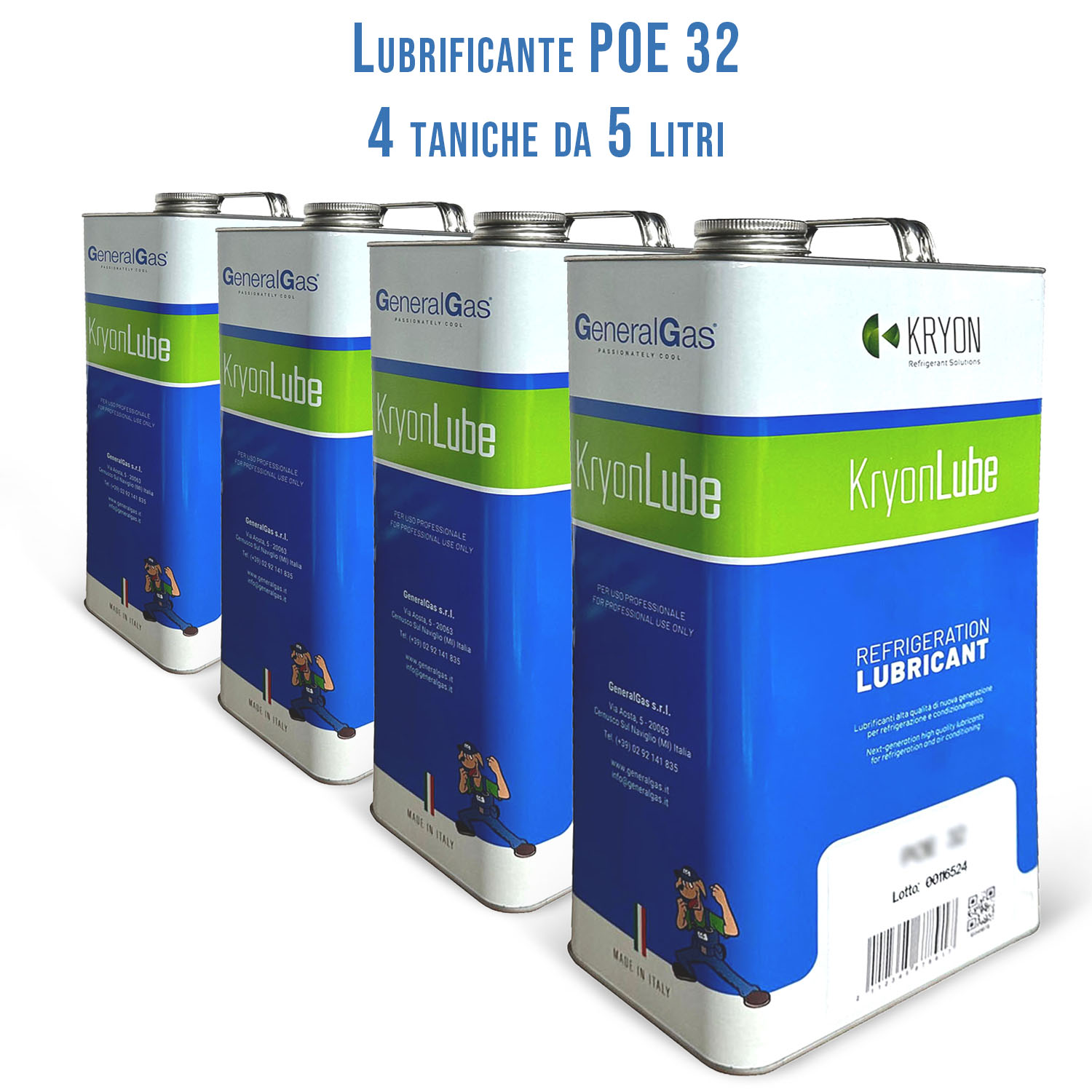 HVACR Lubricant KryonLube POE 32 - polyol ester - package with 4 pcs. metal canisters 5 lt.