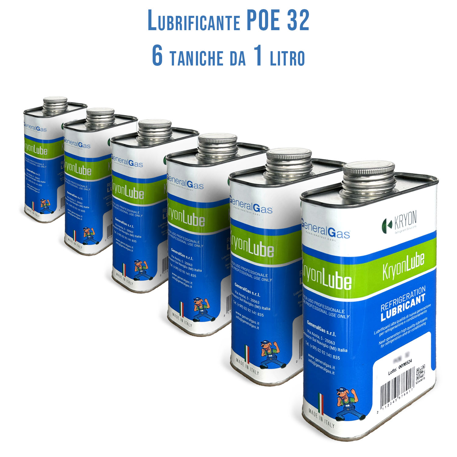 HVACR Lubricant KryonLube POE 32 - polyol ester - package with 6 pcs. metal canisters 1 lt.