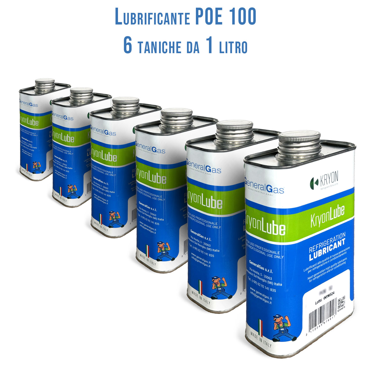 HVACR Lubricant KryonLube POE 100 - polyol ester - package with 6 pcs. metal canisters 1 lt.