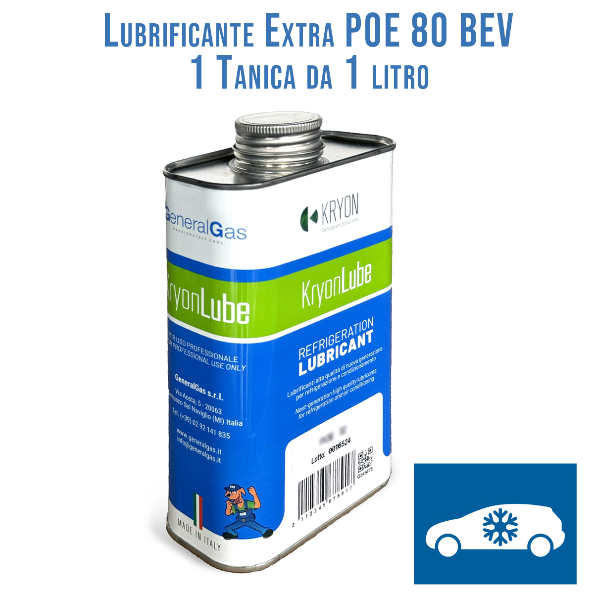 Lubrificante KryonLube EXTRA POE 80 BEV - Metal canister 1Lt. 