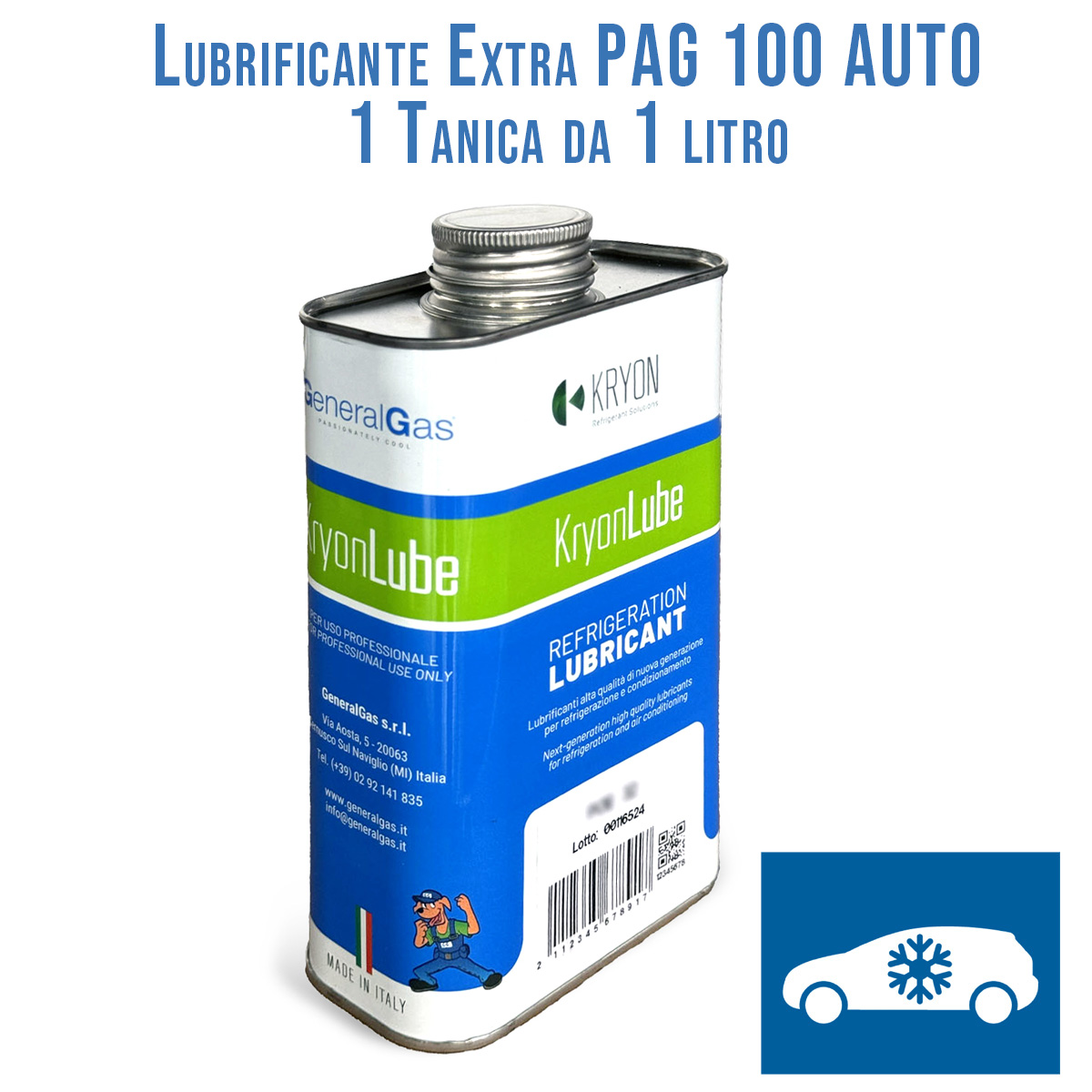 Lubrificante KryonLube EXTRA PAG 100 AUTO - Tanica in metallo da 1L