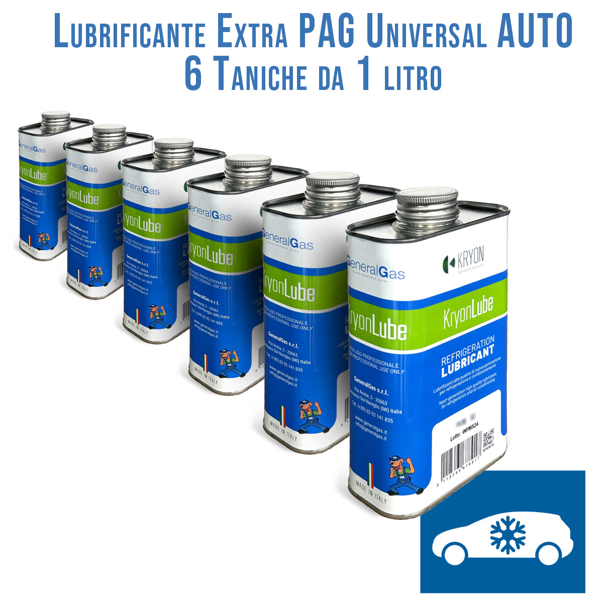 Lubrificante KryonLube EXTRA Universal PAG AUTO - 6 taniche in metallo da 1L