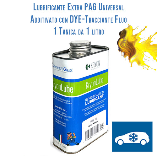 KryonLube EXTRA Universal PAG automotive lubricant with fluorescent dye additive - 1 litre metal canister